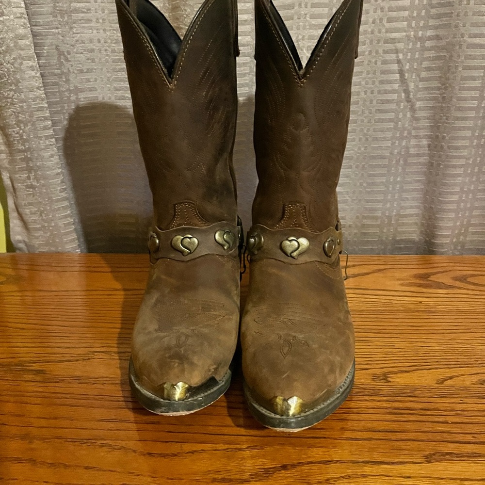 Masterson Boot CoBrown Leather Western Heart Concho Cowboy Boots